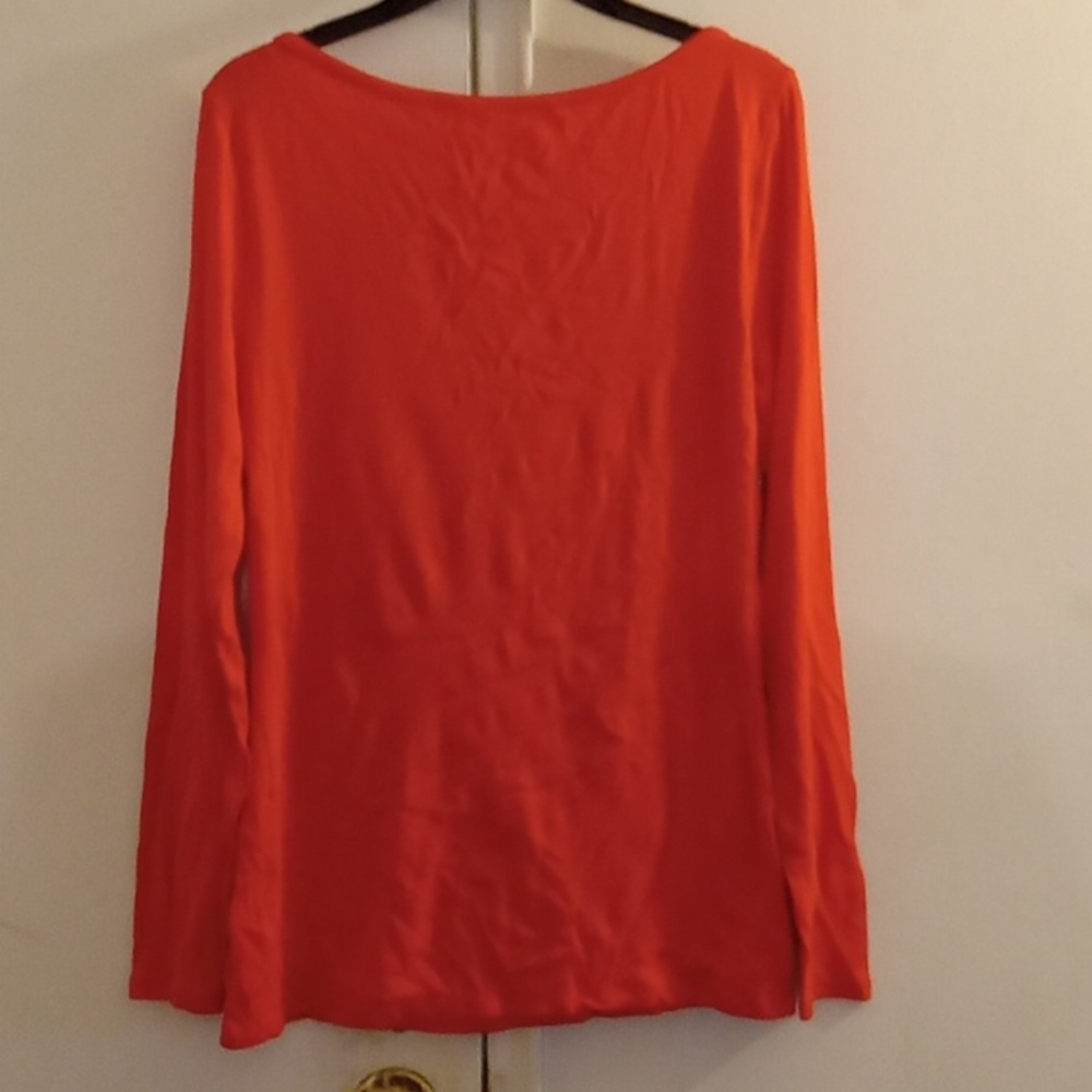 Old Navy Classic Long Sleeve Boat Neck Top in Vibrant Orange - Picture 5 of 6